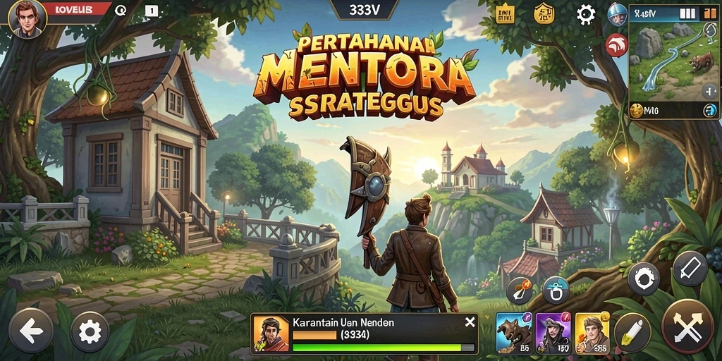 Tampilan gameplay Tower Defense yang seru di 333V.