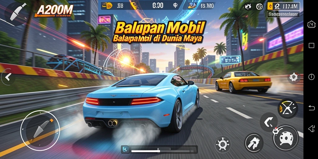 Screenshot gameplay balapan seru di A200M.