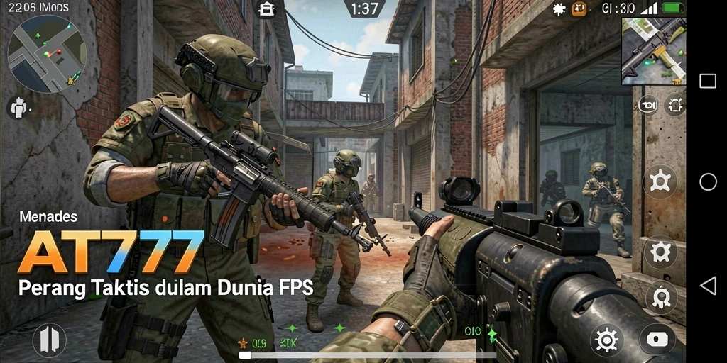 Screenshot gameplay AT777 menampilkan aksi tembak-menembak yang epik.