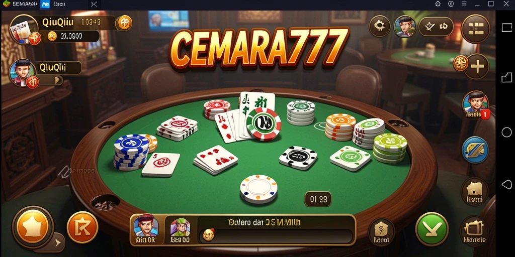 Screenshot utama CEMARA777 menampilkan serunya gameplay QiuQiu.
