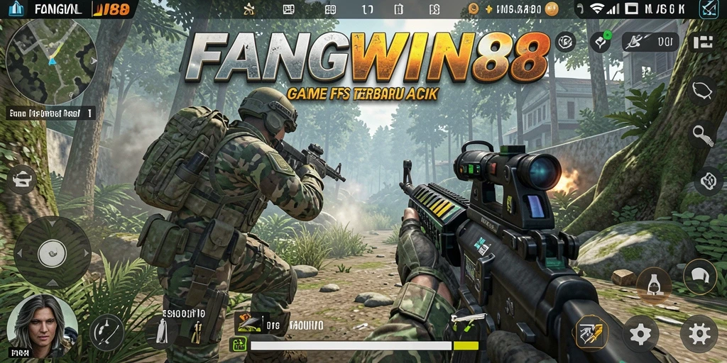 Tampilkan momen menegangkan dalam permainan FANGWIN88 dengan aksi tembak-menembak.