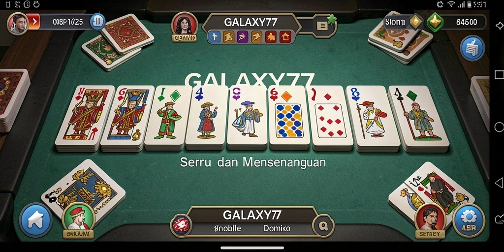 Tampilan gameplay menarik dari GALAXY77 yang menggambarkan suasana pertandingan domino.