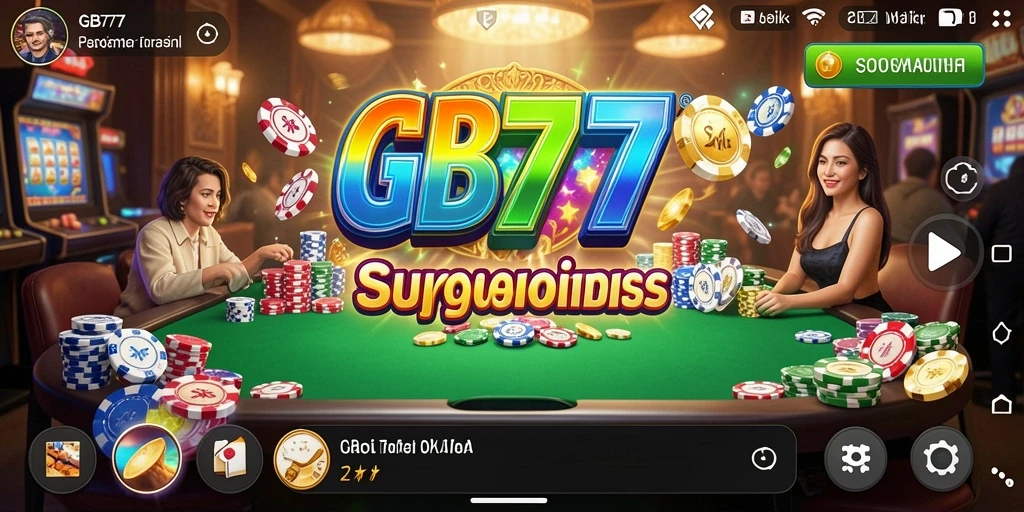 Tampilan gameplay GB777 yang mendebarkan saat bermain slot dan meja Kasino.