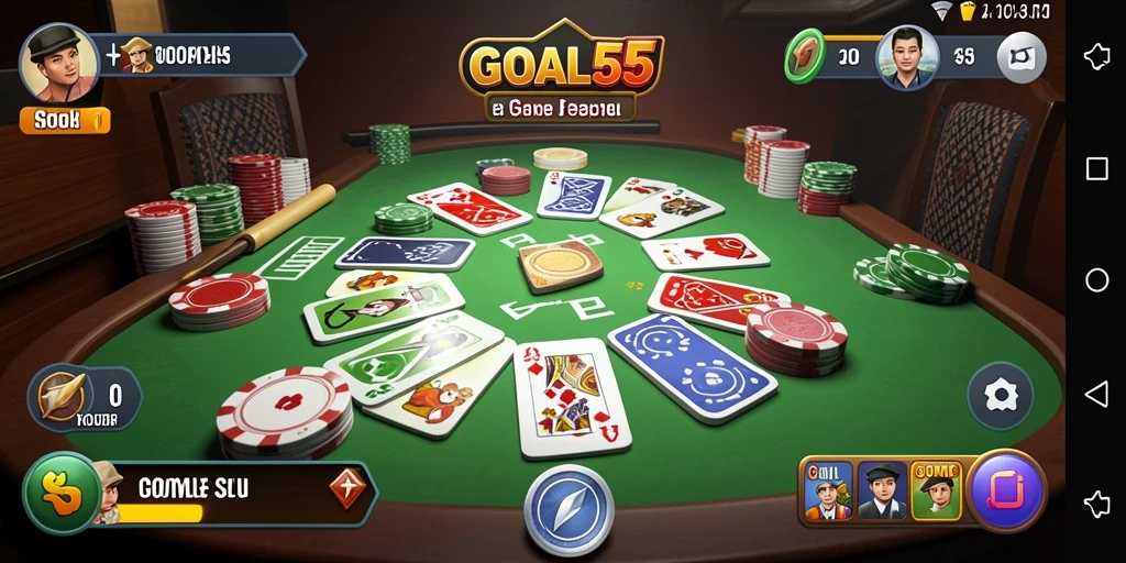 Tampilan gameplay seru di GOAL55 yang menampilkan momen-momen epik memasang domino.