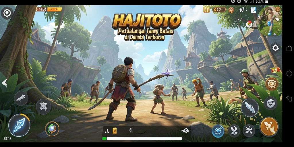 Tampilan gameplay HAJITOTO menampilkan petualangan seru di dunia terbuka.