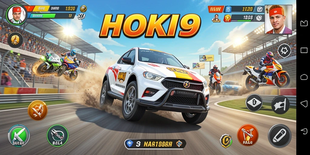 Tampilan gameplay HOKI9 dengan balapan yang seru dan cepat.