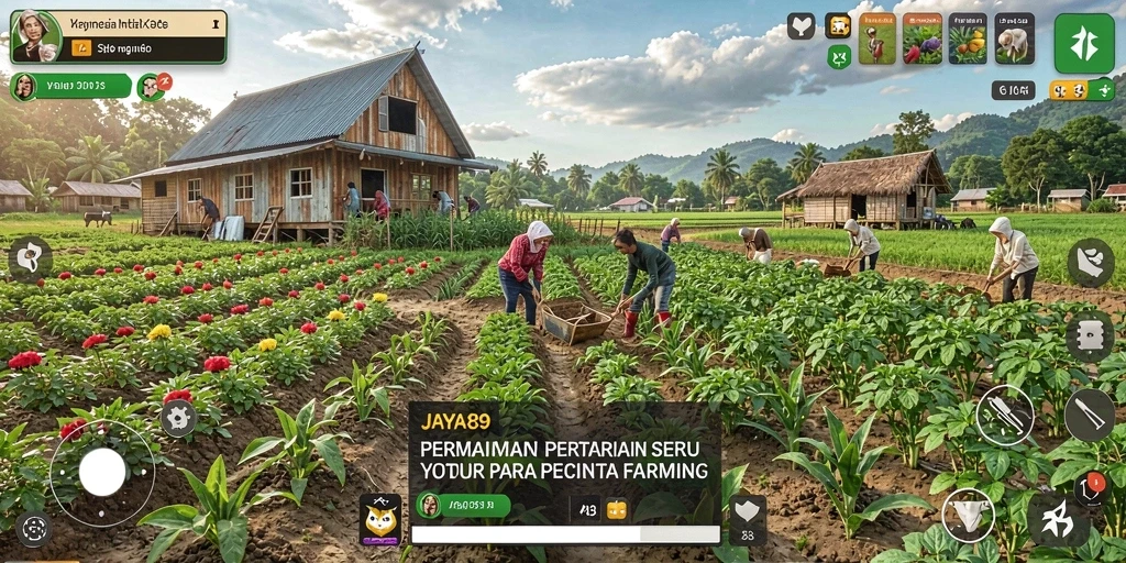 Tampilan gameplay JAYA89 dengan aktivitas bertani yang menyenangkan.