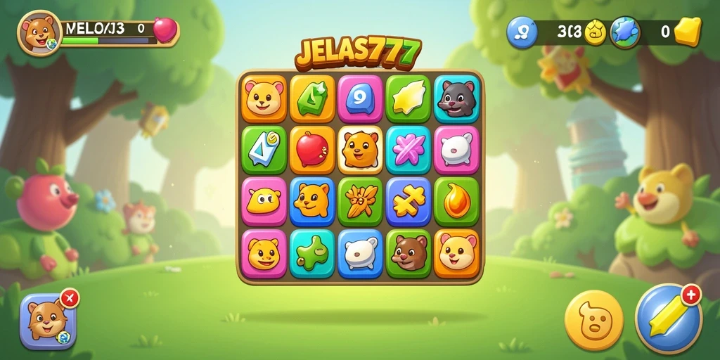 Screenshot gameplay JELAS777 yang menunjukkan aksi Match-3 yang seru.
