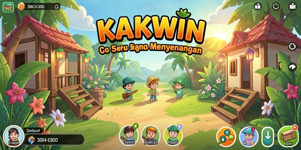 Tampilan gameplay KAKWIN yang cerah dan menghibur.