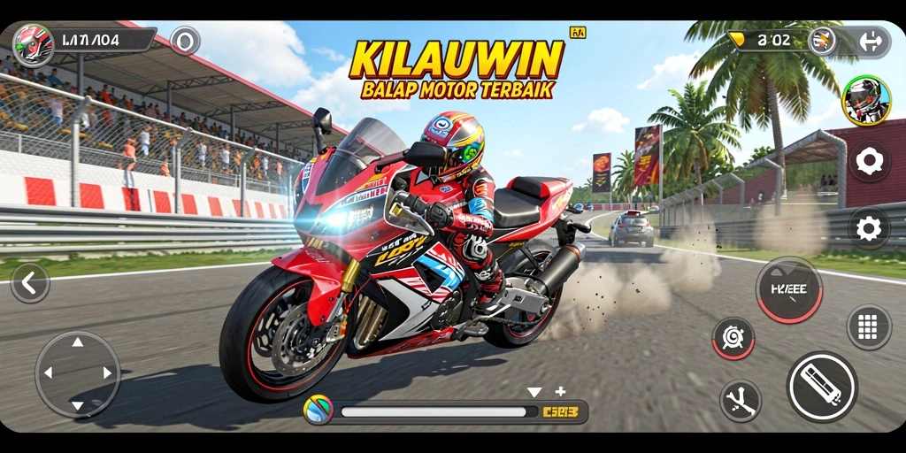Gameplay KILAUWIN yang menampilkan balapan motor yang seru dan mendebarkan.