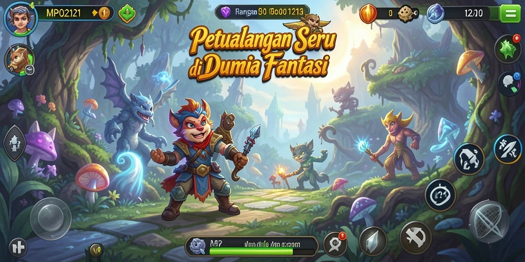 Tangkapan layar MPO2121 yang menunjukkan gameplay penuh aksi di dunia petualangan.