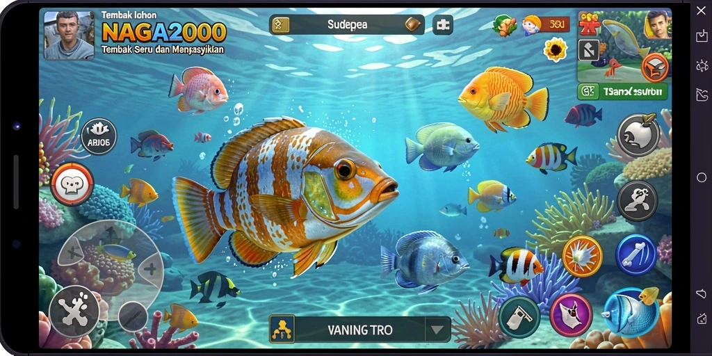 Tampilan gameplay NAGA2000 yang menarik saat berburu ikan.