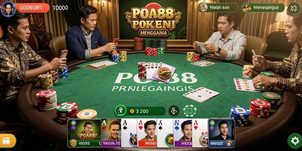 Tampilan gameplay seru di POA88 dengan suasana Poker yang mengasyikkan.