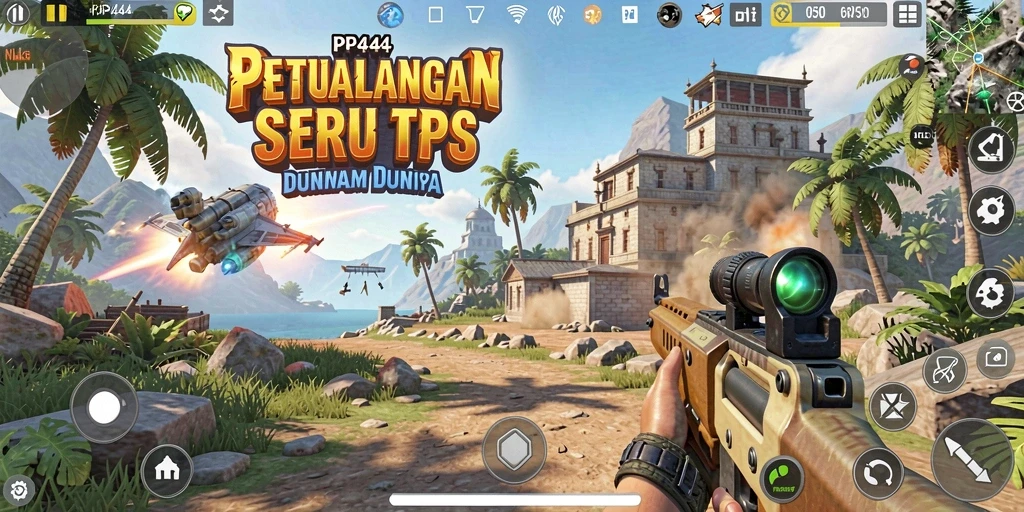Screenshot gameplay menunjukkan pertempuran intens di dunia PP444.