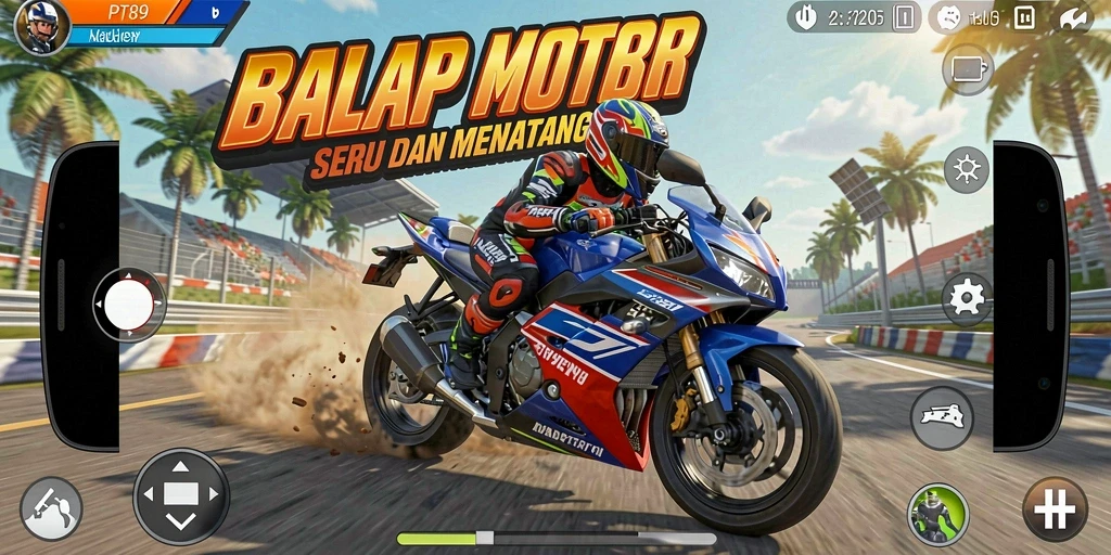 Gameplay seru balap motor di PT89 dengan grafik menakjubkan.