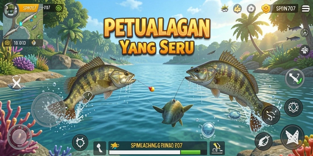 Tampilan menakjubkan dari gameplay SPIN707 saat menangkap ikan.