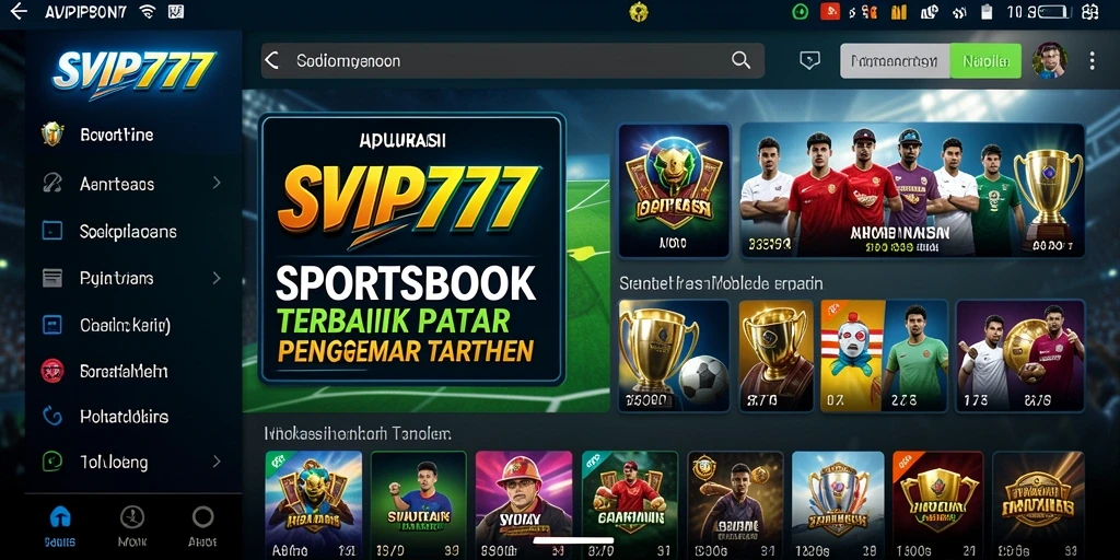 Screenshot utama <strong>SVIP777</strong> memperlihatkan antarmuka aplikasi Sportsbook yang menarik.