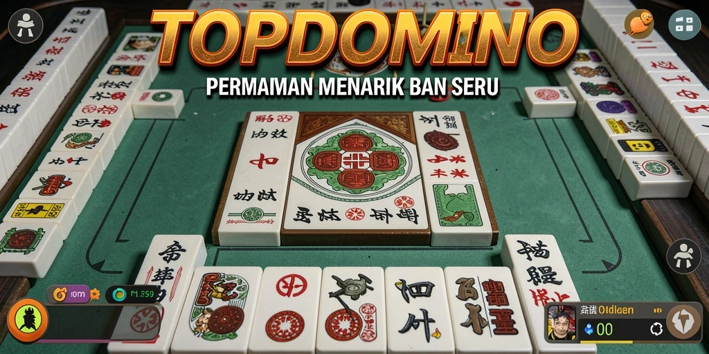 Tampilan gameplay utama TOPDOMINO dengan ubin Mahjong yang menarik.