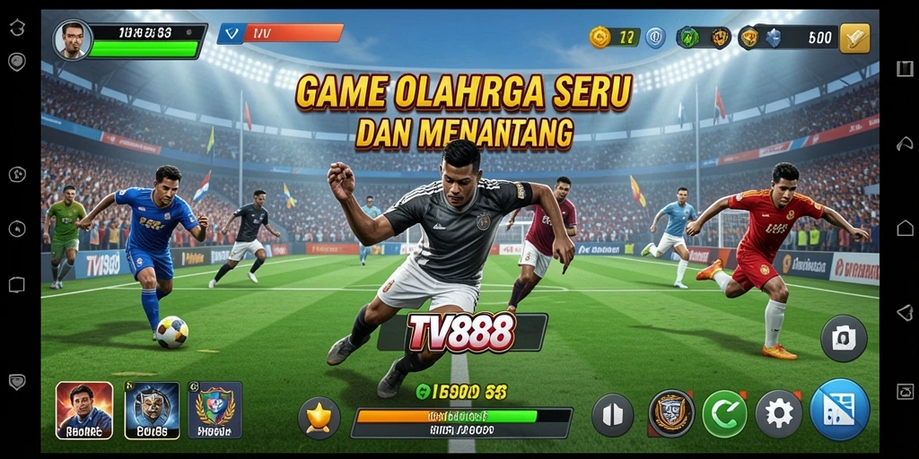 Screenshot TV888 menampilkan aksi seru di pertandingan olahraga.