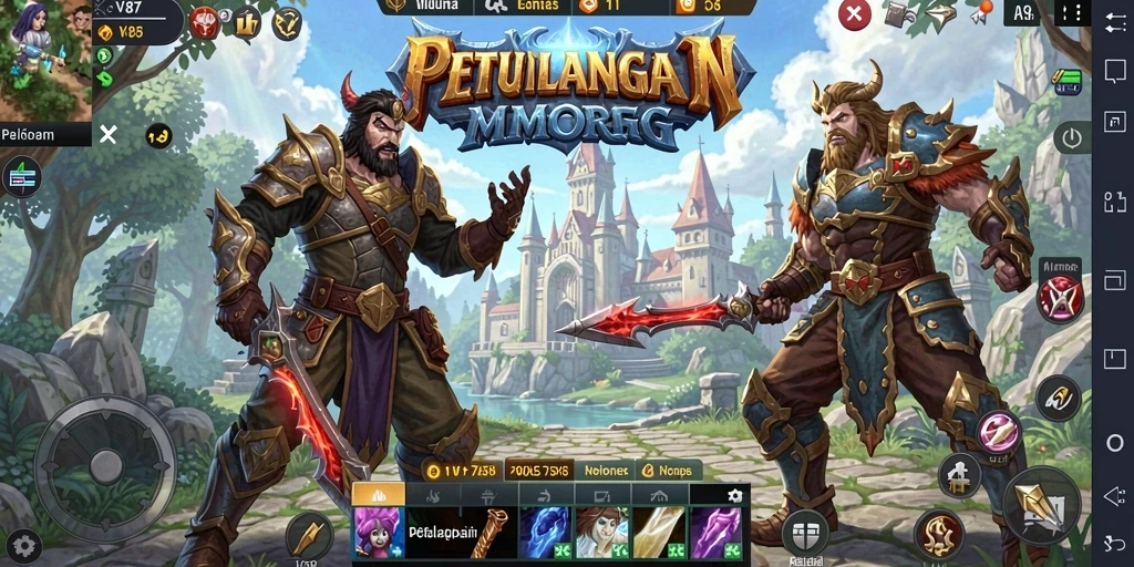 Screenshot gameplay V87 menunjukkan aksi seru dalam dunia MMORPG.