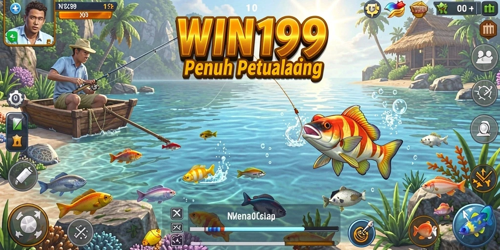 Tampilan gameplay WIN199 dengan suasana memancing yang menenangkan.